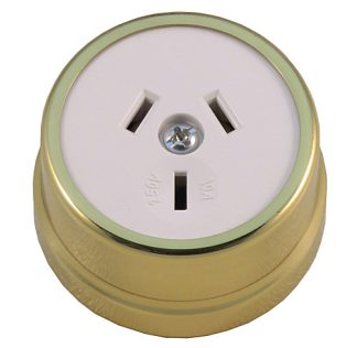 Heritage Electric Socket in White with Metal Surround