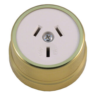 Heritage Electric Socket in White with Metal Surround