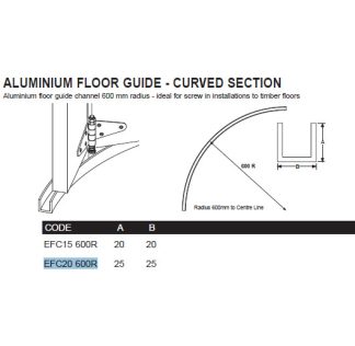 Round Corner Floor Guide. 25 x 25 x 20mm. Curved Aluminium
