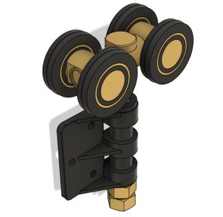 Round Corner Door Track Roller. 4 Wheel Single.