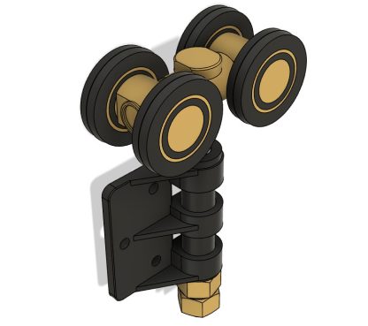 Round Corner Door Track Roller. 4 Wheel Single.