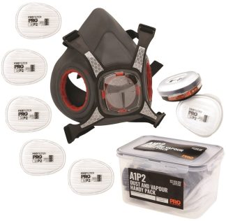 Half face respirator kit for dust and vapour. A1P2