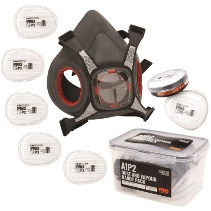 Half face respirator kit for dust and vapour. A1P2