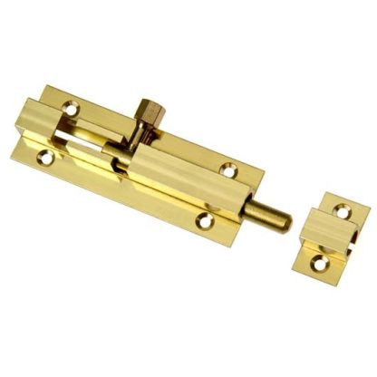 Barrel Bolt Brass - Polished Brass - 75x25mm