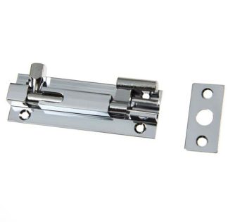 Barrel Bolt Brass - Chrome Plate - 75x25mm Necked