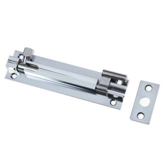 Barrel Bolt Brass - Chrome Plate - 100x25mm  Necked