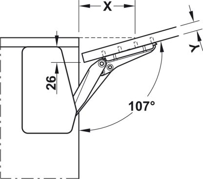 Hafele Lift Up Fitting Free Flap - 200-450mm Cabinet Height - Image 5