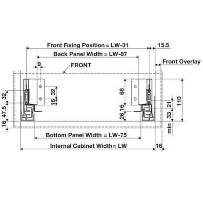 Alto Slim Drawer Kit 84mm. Hafele. White or Matt Black - Image 2