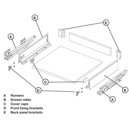 Alto Slim Drawer Kit 84mm. Hafele. White or Matt Black - Image 5