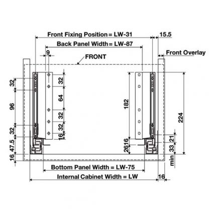 Alto Slim Drawer Kit 199Mm. Hafele. White Or Matt Black 4 Alto Slim Drawer Kit 199mm. Hafele. White or Matt Black - Image 4