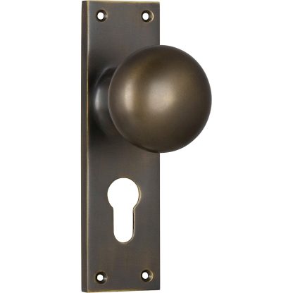 Tradco 0780E Door Knob Victorian Euro Antique Brass