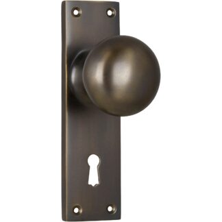 Tradco 0781 Door Knob Victorian Lock Antique Brass