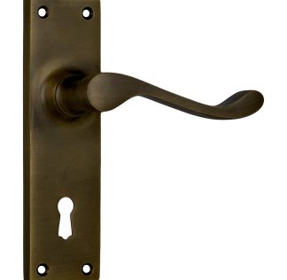 Tradco 0783 Door Lever Victorian Lock Antique Brass