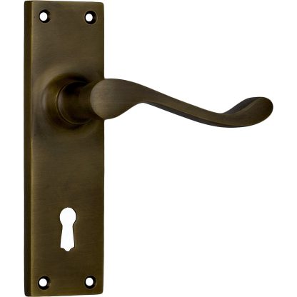 Tradco 0783 Door Lever Victorian Lock Antique Brass