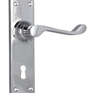 Tradco 0908 Door Lever Victorian Lock Chrome Plated