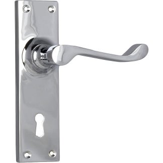 Tradco 0908 Door Lever Victorian Lock Chrome Plated