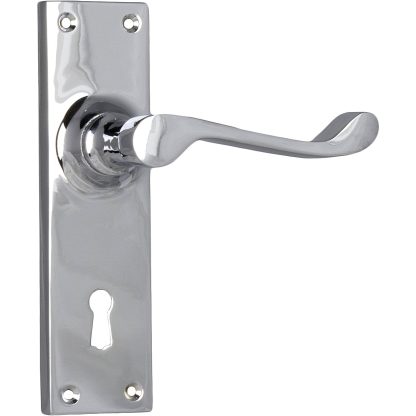 Tradco 0908 Door Lever Victorian Lock Chrome Plated