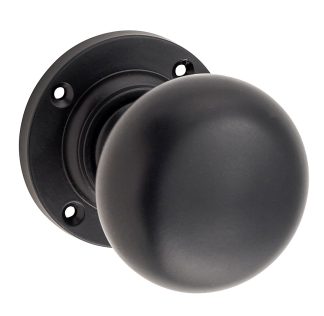 0961 - Victorian Mortice Knob - Matt Black - 57mm
