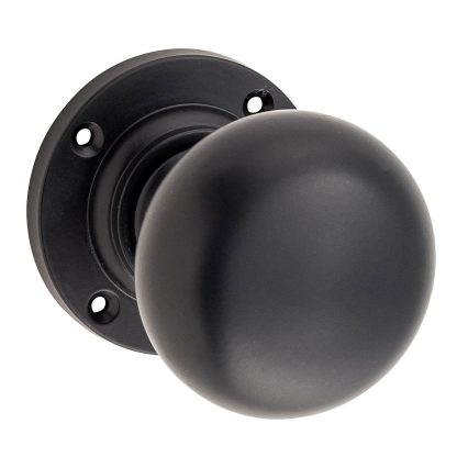 0961 - Victorian Mortice Knob - Matt Black - 57mm