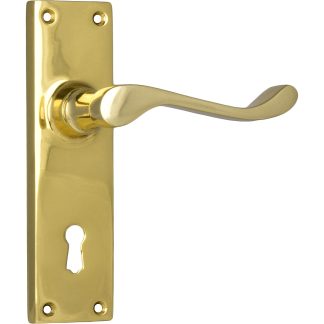 Tradco 1038 Door Lever Victorian Lock Polished Brass
