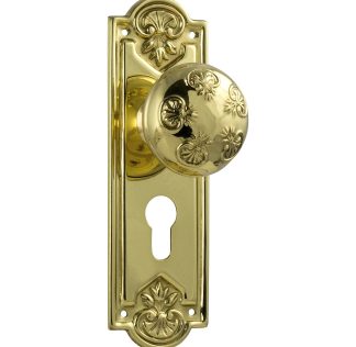 Tradco 1053E Nouveau Knob Euro Polished Brass 188x58mm