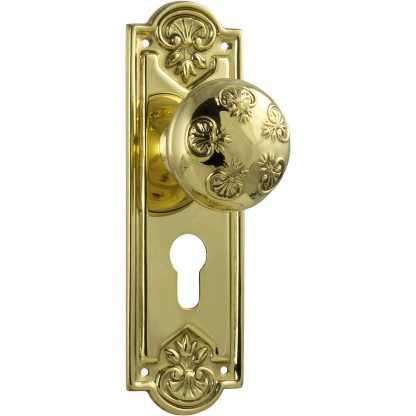 Tradco 1053E Nouveau Knob Euro Polished Brass 188x58mm