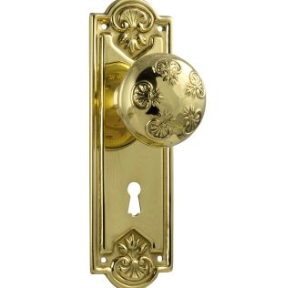 Tradco 1054 Nouveau Knob Lock Polished Brass 188x58mm