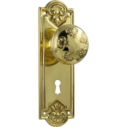 Tradco 1054 Nouveau Knob Lock Polished Brass 188x58mm