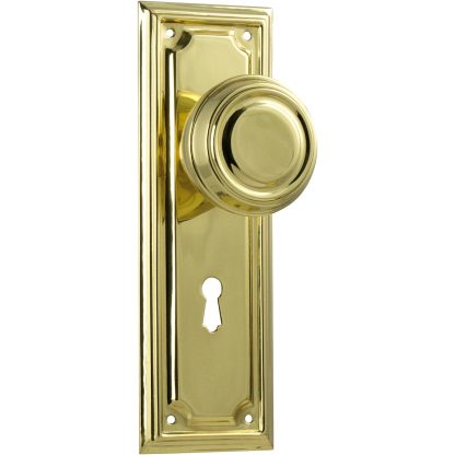 Tradco 1057 Edwardian Knob Lock Polished Brass 185x60mm