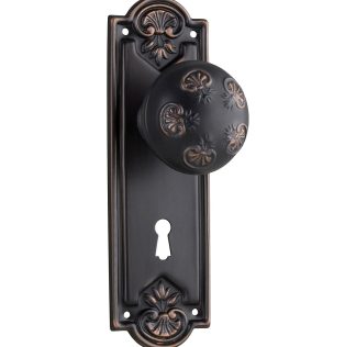 Tradco 1064 Nouveau Knob Lock Antique Copper 188x58mm