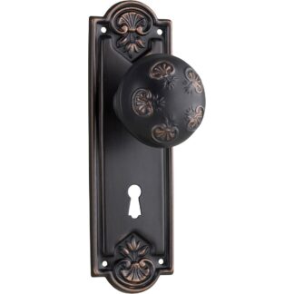 Tradco 1064 Nouveau Knob Lock Antique Copper 188x58mm