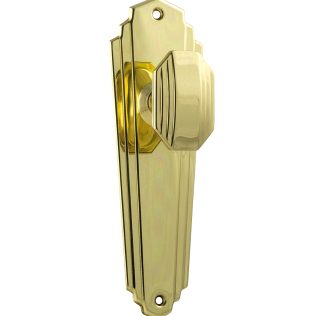 Tradco 1070 Door Knob Elwood Art Deco Latch Polished Brass