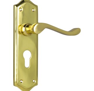 1074E Henley Lever Euro, Tradco. Polished Brass 180x50mm, 60mm(P)
