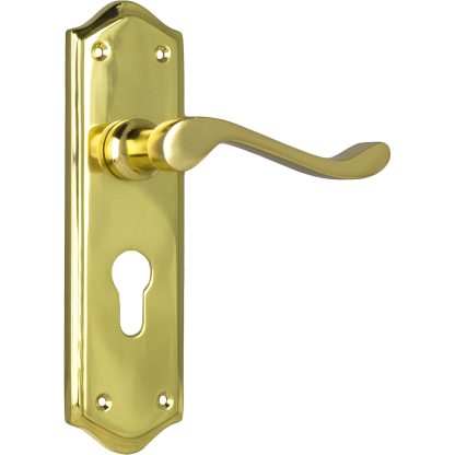 1074E Henley Lever Euro, Tradco. Polished Brass 180x50mm, 60mm(P)