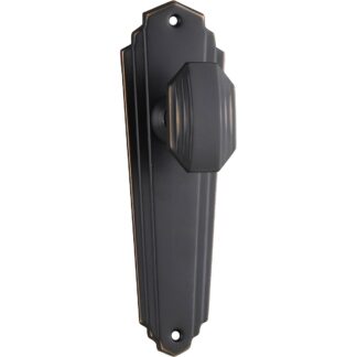 Door Knob Elwood Art Deco Latch Antique Copper. Tradco 1080.