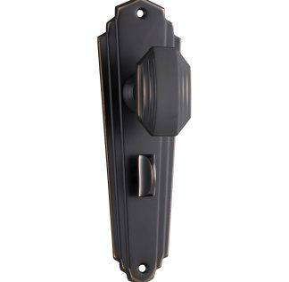 Tradco 1080P Door Knob Elwood Art Deco Privacy Antique Copper