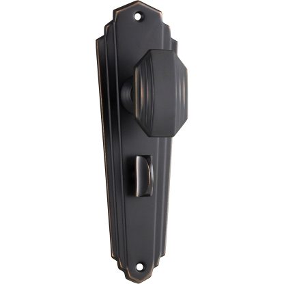 Tradco 1080P Door Knob Elwood Art Deco Privacy Antique Copper