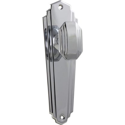 Door Knob Elwood Art Deco Latch Chrome Plated. Tradco 1090