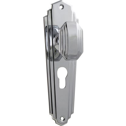 Tradco 1090E Door Knob Elwood Art Deco Euro Chrome Plated
