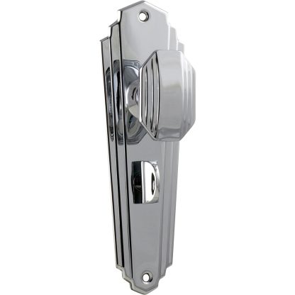 Elwood Art Deco Privacy Door Knob. Chrome Plated Finish