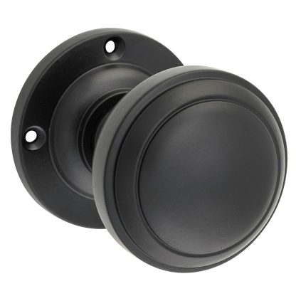 Door Knob Milton Round Rose Matt Black