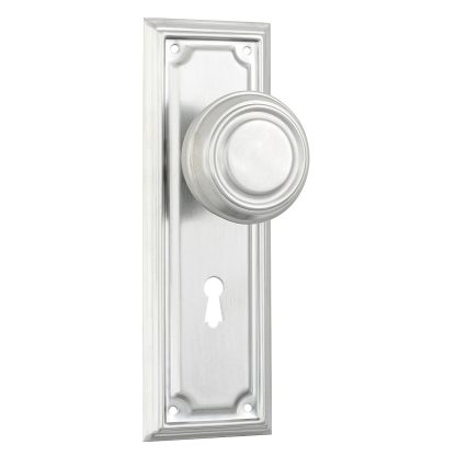 Tradco 9761 Edwardian Knob Lock Satin Chrome 185x60mm