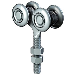 Industrial Sliding Four Wheel Door Roller. M12 X 60mm Fixing -Cowdroy OM51300