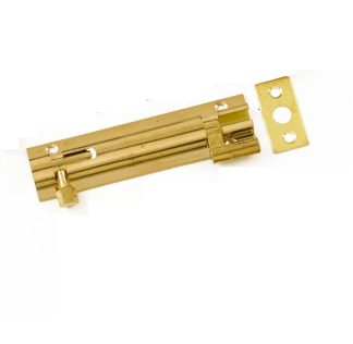 Barrel Bolt Brass - Polished Brass - 75x25mm Necked